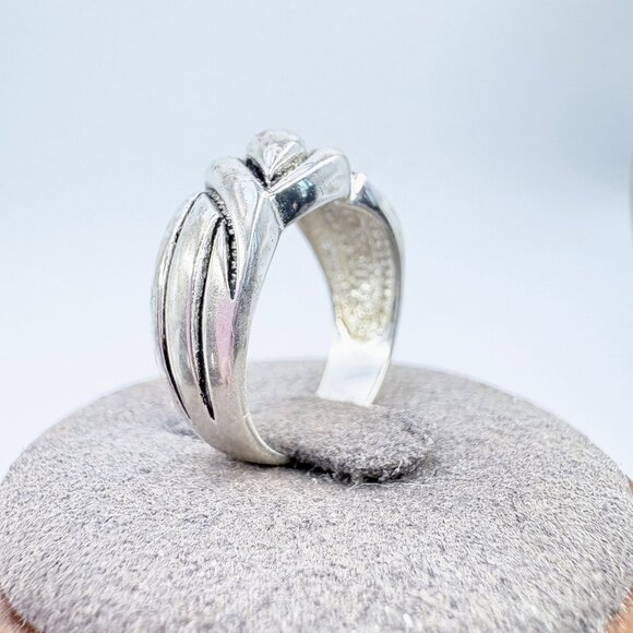 VTG Solid Sterling Silver 925 Wrap Design Tapered Band Ring Size 6.25 - Picture 5 of 9